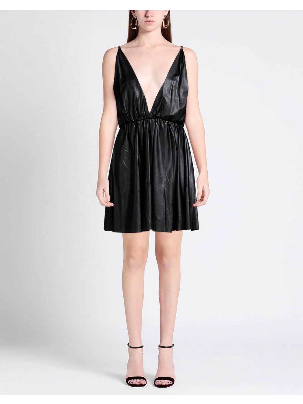 PINKO Vegan Leather Black Women’s Mini Dress Size 6 NWT